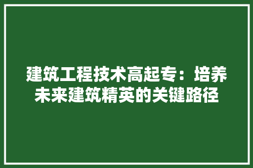 建筑工程技术高起专：培养未来建筑精英的关键路径 中式风格装饰
