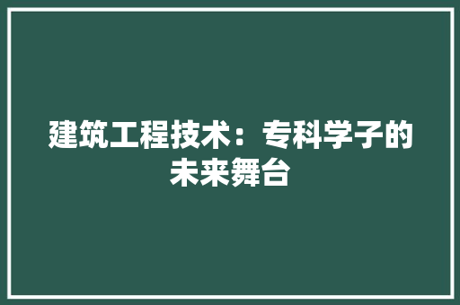 建筑工程技术：专科学子的未来舞台 中式风格装饰