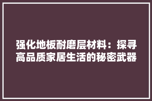 强化地板耐磨层材料：探寻高品质家居生活的秘密武器 中式风格装饰