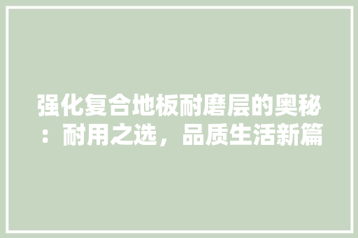 强化复合地板耐磨层的奥秘：耐用之选，品质生活新篇章 中式风格装饰