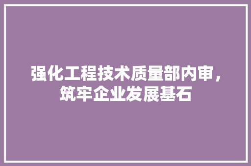 强化工程技术质量部内审，筑牢企业发展基石 中式风格装饰