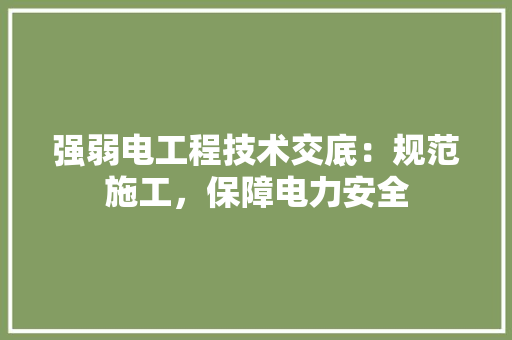 强弱电工程技术交底：规范施工，保障电力安全 中式风格装饰