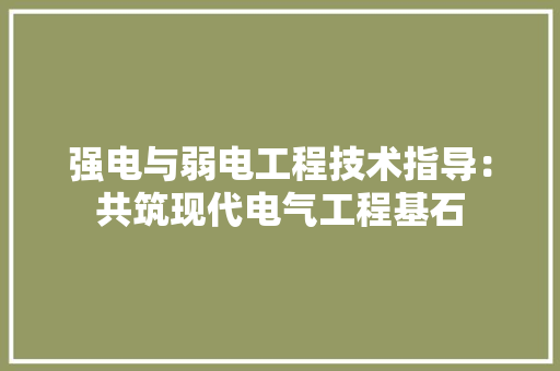 强电与弱电工程技术指导：共筑现代电气工程基石 中式风格装饰