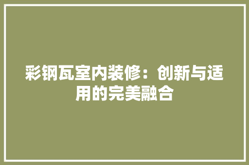 彩钢瓦室内装修：创新与适用的完美融合 中式风格装饰