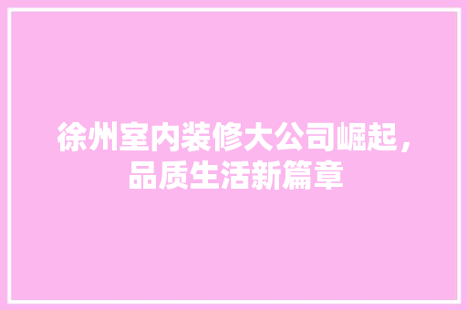 徐州室内装修大公司崛起，品质生活新篇章 中式风格装饰