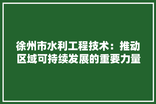 徐州市水利工程技术：推动区域可持续发展的重要力量 中式风格装饰