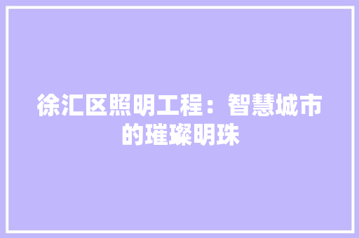 徐汇区照明工程：智慧城市的璀璨明珠 中式风格装饰