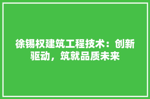 徐锡权建筑工程技术：创新驱动，筑就品质未来 中式风格装饰