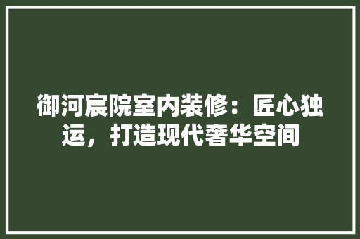 御河宸院室内装修：匠心独运，打造现代奢华空间 中式风格装饰