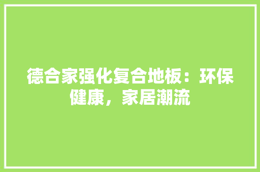 德合家强化复合地板：环保健康，家居潮流 中式风格装饰