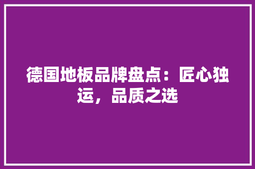 德国地板品牌盘点：匠心独运，品质之选 中式风格装饰