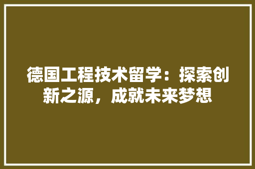 德国工程技术留学：探索创新之源，成就未来梦想 中式风格装饰