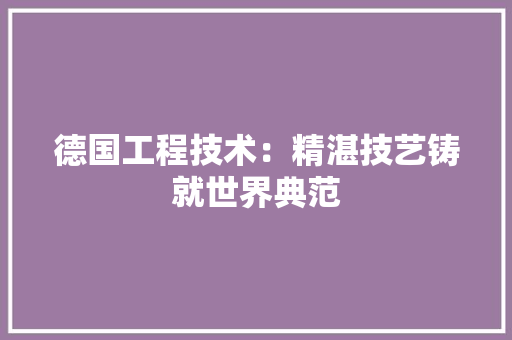 德国工程技术：精湛技艺铸就世界典范 中式风格装饰