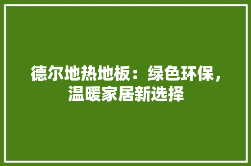 德尔地热地板：绿色环保，温暖家居新选择 中式风格装饰