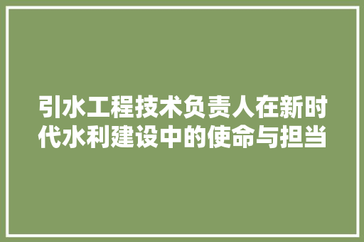 引水工程技术负责人在新时代水利建设中的使命与担当 中式风格装饰
