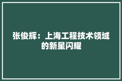 张俊辉：上海工程技术领域的新星闪耀 中式风格装饰