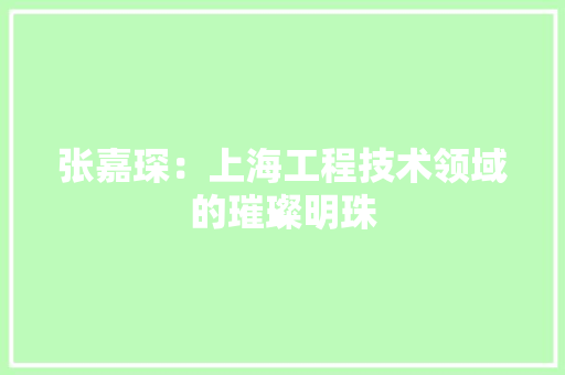 张嘉琛：上海工程技术领域的璀璨明珠 中式风格装饰