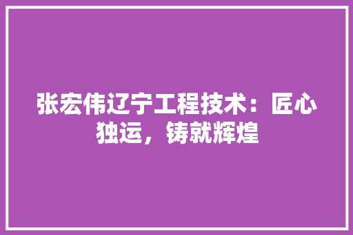 张宏伟辽宁工程技术：匠心独运，铸就辉煌