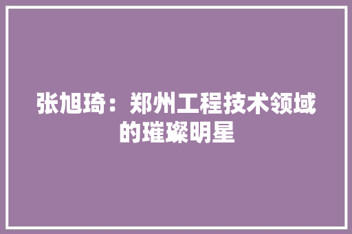 张旭琦：郑州工程技术领域的璀璨明星 中式风格装饰