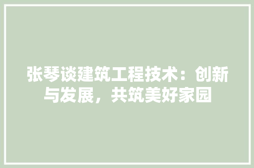 张琴谈建筑工程技术：创新与发展，共筑美好家园 中式风格装饰
