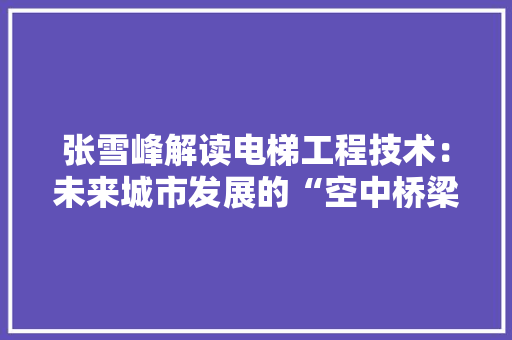 张雪峰解读电梯工程技术：未来城市发展的“空中桥梁” 中式风格装饰