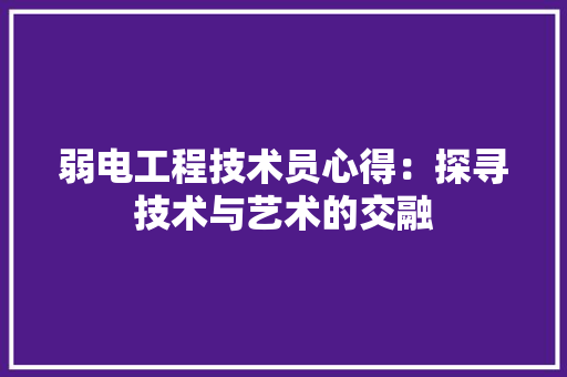 弱电工程技术员心得：探寻技术与艺术的交融 中式风格装饰