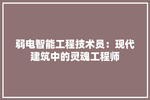 弱电智能工程技术员：现代建筑中的灵魂工程师 中式风格装饰