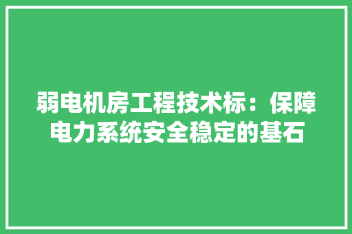 弱电机房工程技术标：保障电力系统安全稳定的基石 中式风格装饰