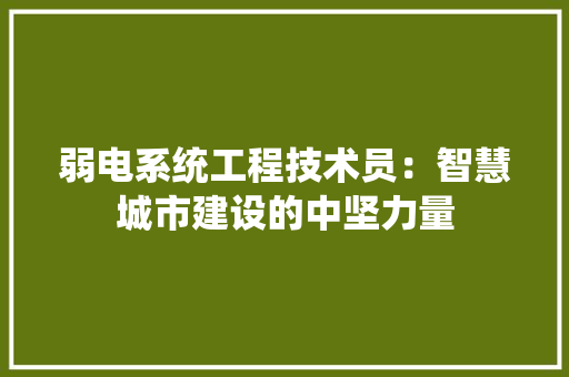 弱电系统工程技术员：智慧城市建设的中坚力量 中式风格装饰