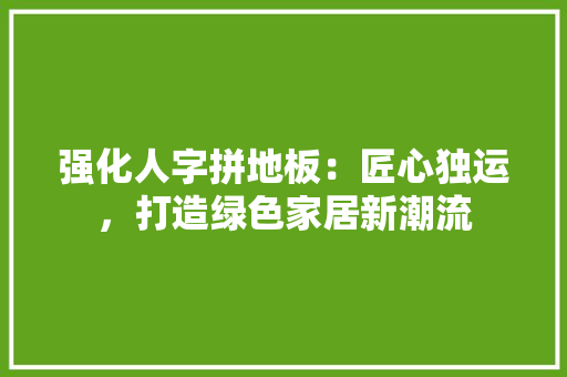 强化人字拼地板：匠心独运，打造绿色家居新潮流 中式风格装饰