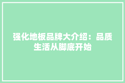 强化地板品牌大介绍：品质生活从脚底开始 中式风格装饰