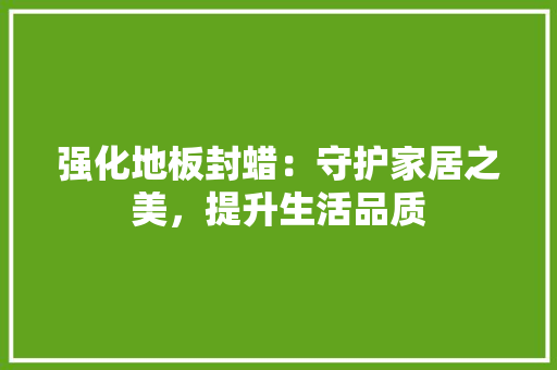 强化地板封蜡：守护家居之美，提升生活品质