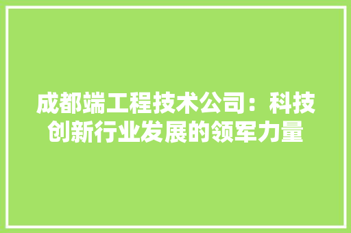 成都端工程技术公司：科技创新行业发展的领军力量 中式风格装饰