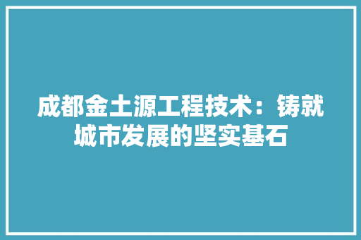 成都金土源工程技术：铸就城市发展的坚实基石 中式风格装饰