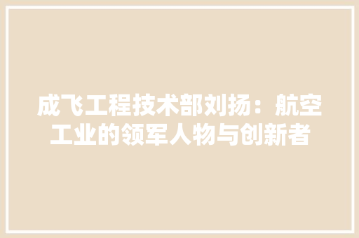 成飞工程技术部刘扬：航空工业的领军人物与创新者 中式风格装饰