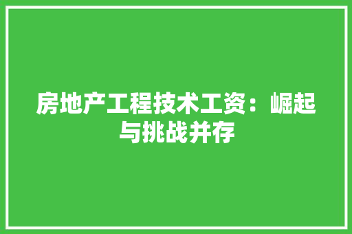 房地产工程技术工资：崛起与挑战并存 中式风格装饰
