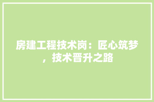 房建工程技术岗：匠心筑梦，技术晋升之路 中式风格装饰