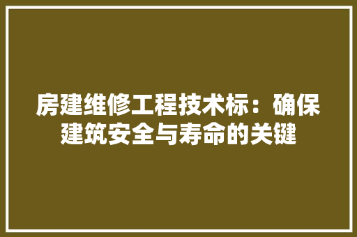 房建维修工程技术标：确保建筑安全与寿命的关键 中式风格装饰