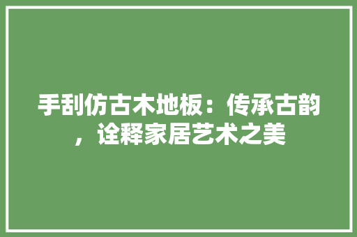 手刮仿古木地板：传承古韵，诠释家居艺术之美 中式风格装饰