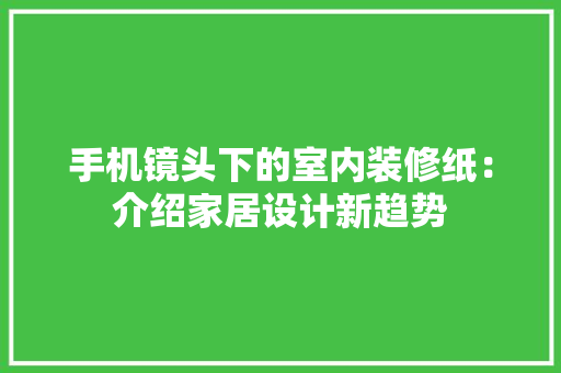手机镜头下的室内装修纸：介绍家居设计新趋势 中式风格装饰