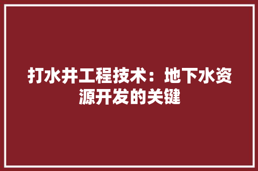 打水井工程技术：地下水资源开发的关键 中式风格装饰
