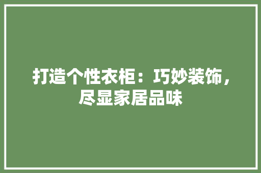 打造个性衣柜：巧妙装饰，尽显家居品味 室内设计