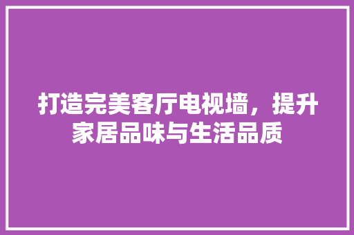打造完美客厅电视墙，提升家居品味与生活品质 室内设计