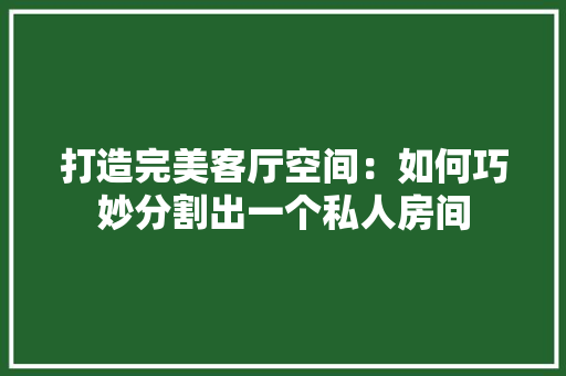 打造完美客厅空间：如何巧妙分割出一个私人房间 室内设计