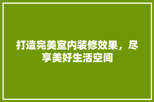 打造完美室内装修效果，尽享美好生活空间 室内设计