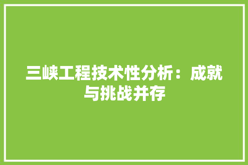 三峡工程技术性分析：成就与挑战并存 现代风格装饰