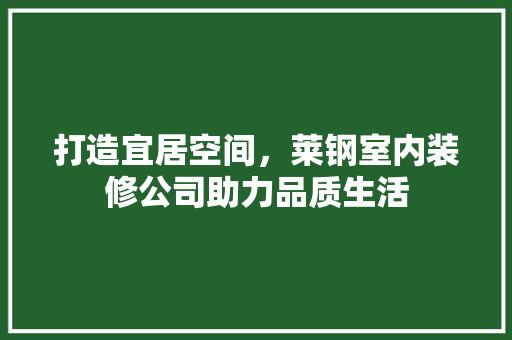 打造宜居空间，莱钢室内装修公司助力品质生活 室内设计