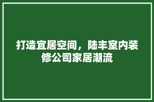 打造宜居空间，陆丰室内装修公司家居潮流 室内设计