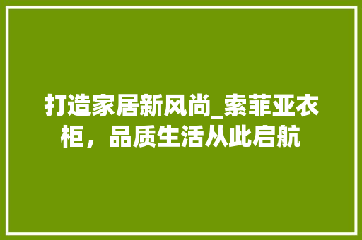 打造家居新风尚_索菲亚衣柜，品质生活从此启航 室内设计