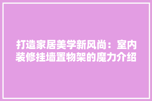 打造家居美学新风尚：室内装修挂墙置物架的魔力介绍 室内设计